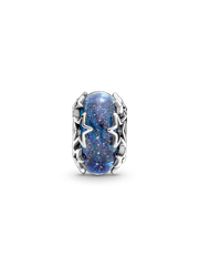 Galaxy Blue & Star Murano Charm - Sterling silver