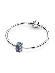 Galaxy Blue & Star Murano Charm - Sterling silver