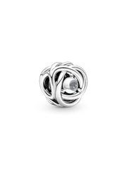 April Clear Eternity Circle Charm - Sterling silver