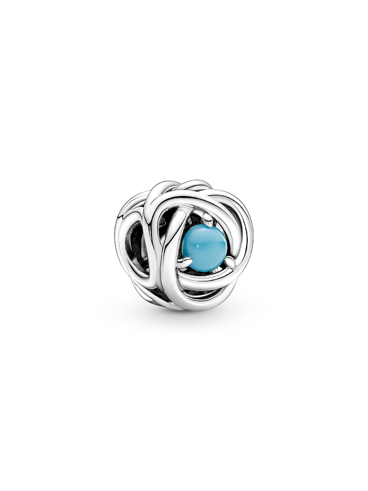 December Turquoise Blue Eternity Circle Charm - Sterling silver