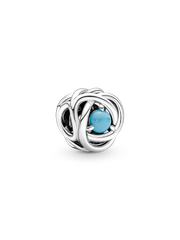 December Turquoise Blue Eternity Circle Charm - Sterling silver