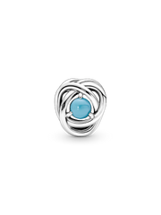 December Turquoise Blue Eternity Circle Charm - Sterling silver