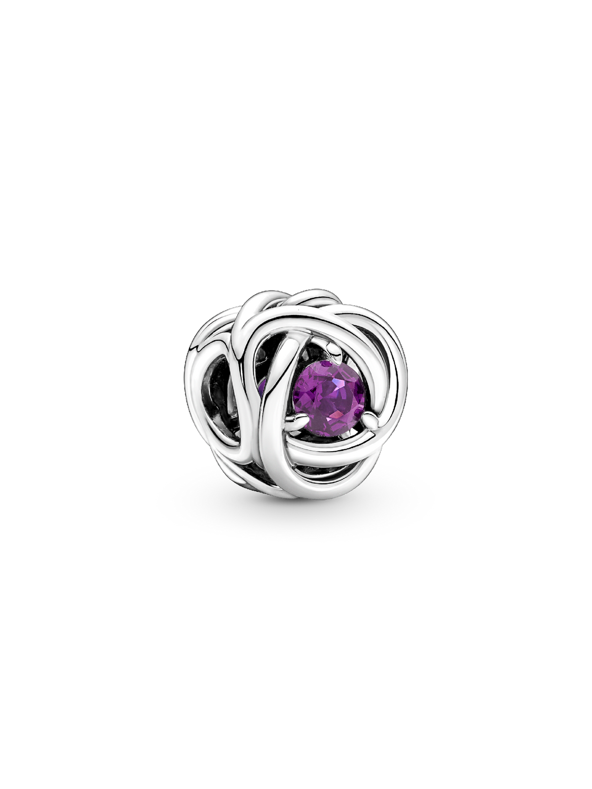 February Purple Eternity Circle Charm - Sterling silver