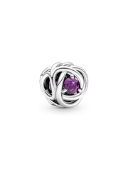 February Purple Eternity Circle Charm - Sterling silver
