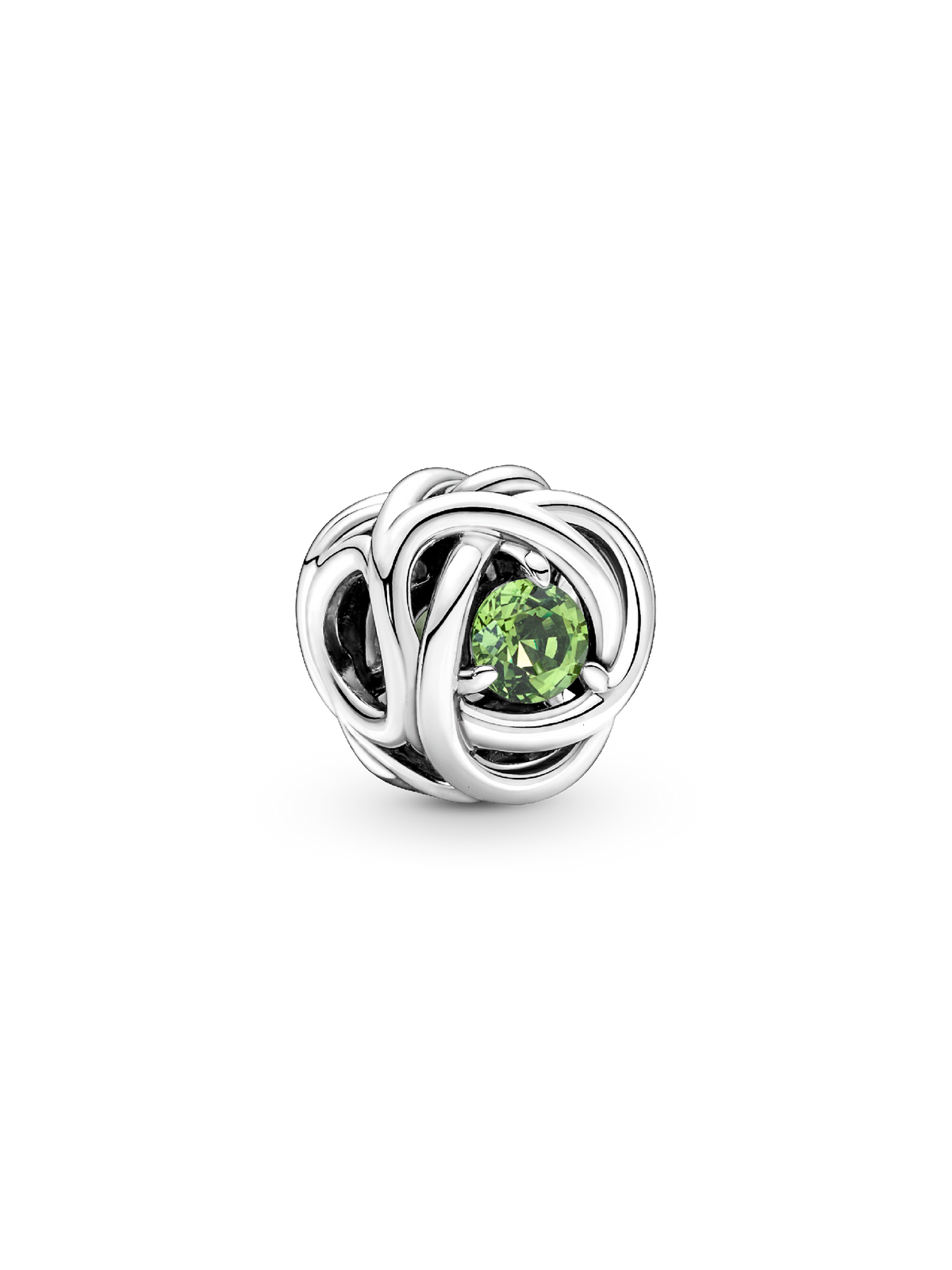 August Spring Green Eternity Circle Charm - Sterling silver