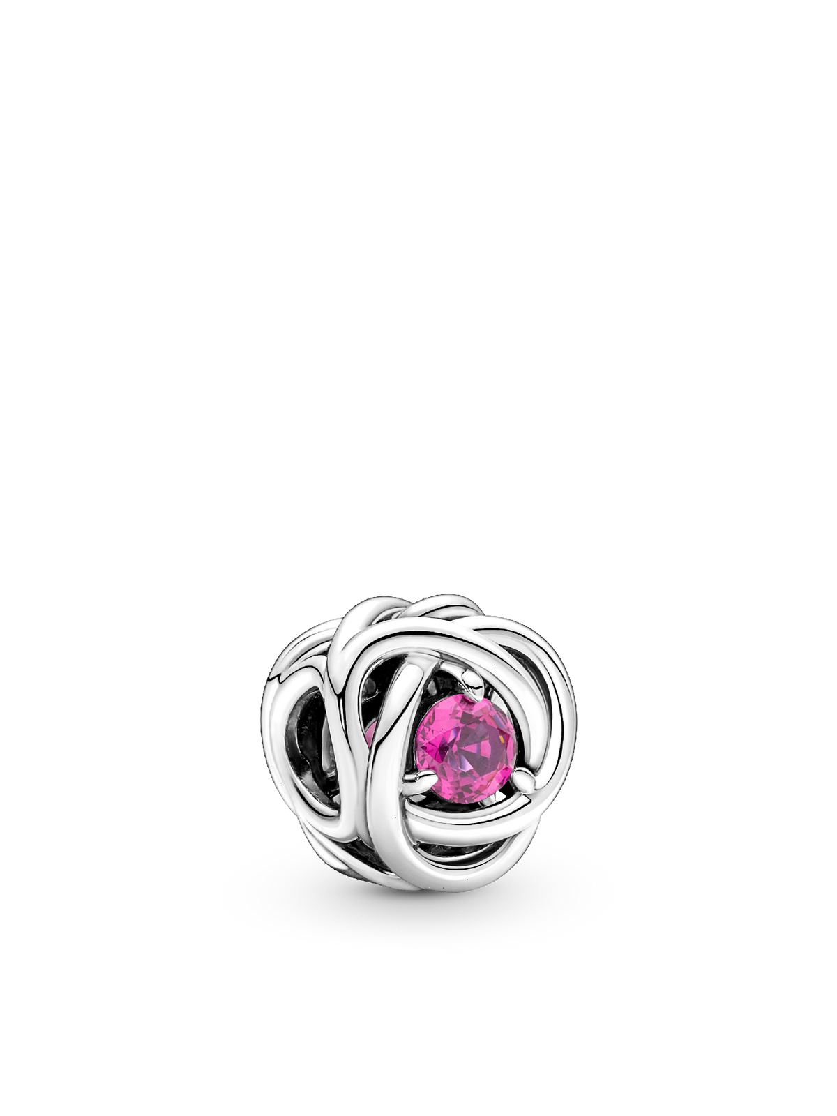 October Pink Eternity Circle Charm - Sterling silver