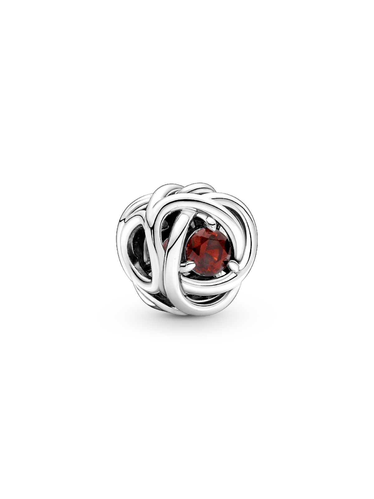 January Red Eternity Circle Charm - Sterling silver