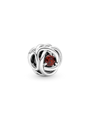 January Red Eternity Circle Charm - Sterling silver
