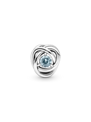 March Sea Aqua Blue Eternity Circle Charm - Sterling silver