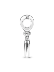 Rose Heart Padlock Dangle Charm - Sterling silver