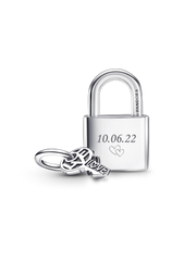 Padlock and Key Dangle Charm - Sterling silver