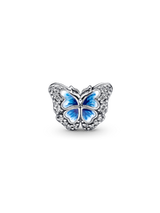 Blue Butterfly Sparkling Charm - Sterling silver
