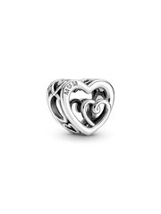 Entwined Infinite Hearts Charm - Sterling silver
