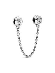 Band of Hearts Safety Chain Charm - Sterling silver