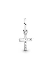 Sparkling Cross Dangle Charm - Sterling silver