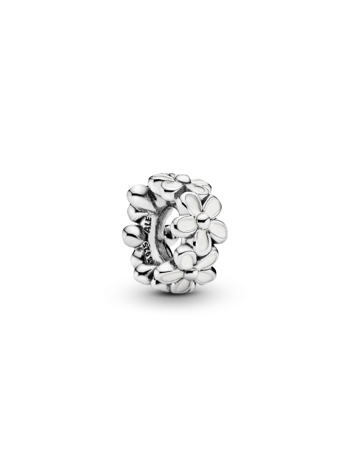 White Daisy Flower Spacer Charm - Sterling silver