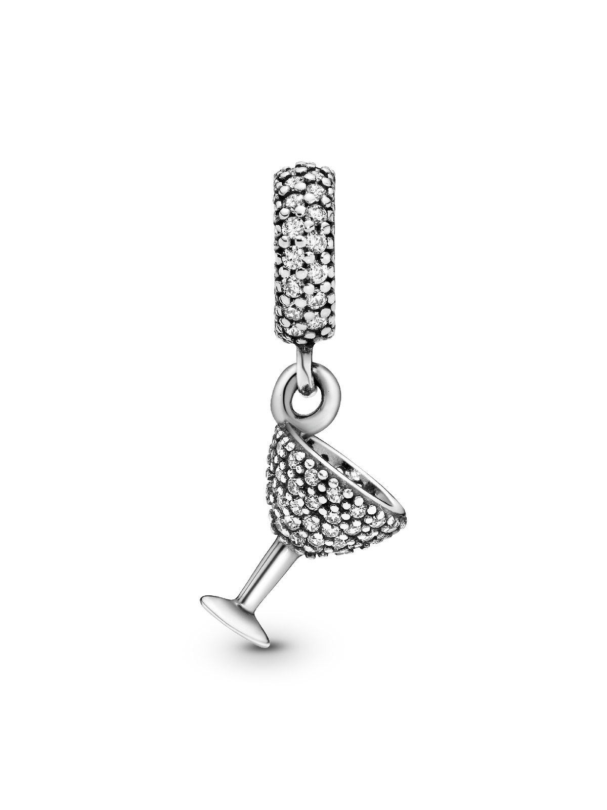 FINAL SALE - Pavé Cocktail Glass Dangle Charm - Sterling silver