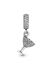 FINAL SALE - Pavé Cocktail Glass Dangle Charm - Sterling silver