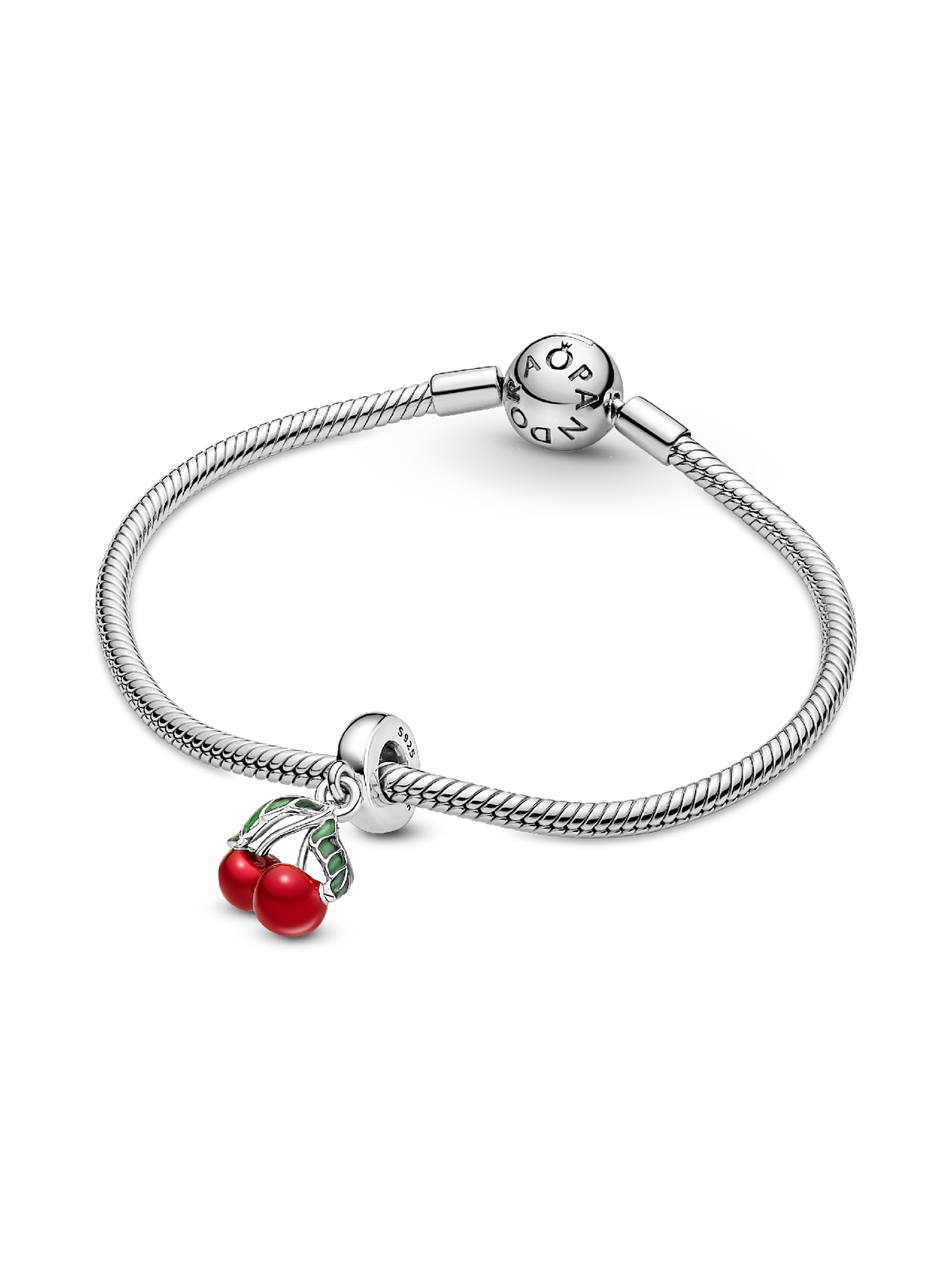 Asymmetrical Cherry Fruit Dangle Charm - Sterling silver