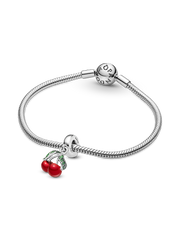 Asymmetrical Cherry Fruit Dangle Charm - Sterling silver