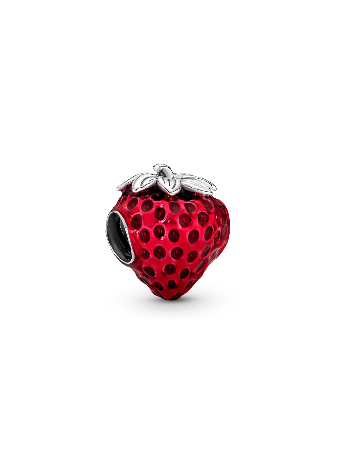 Seeded Strawberry Fruit Charm - Sterling silver