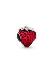 Seeded Strawberry Fruit Charm - Sterling silver