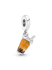 FINAL SALE - Murano Glass Bubble Tea Dangle Charm - Sterling silver