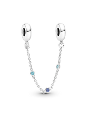 Triple Blue Stone Safety Chain - Sterling silver