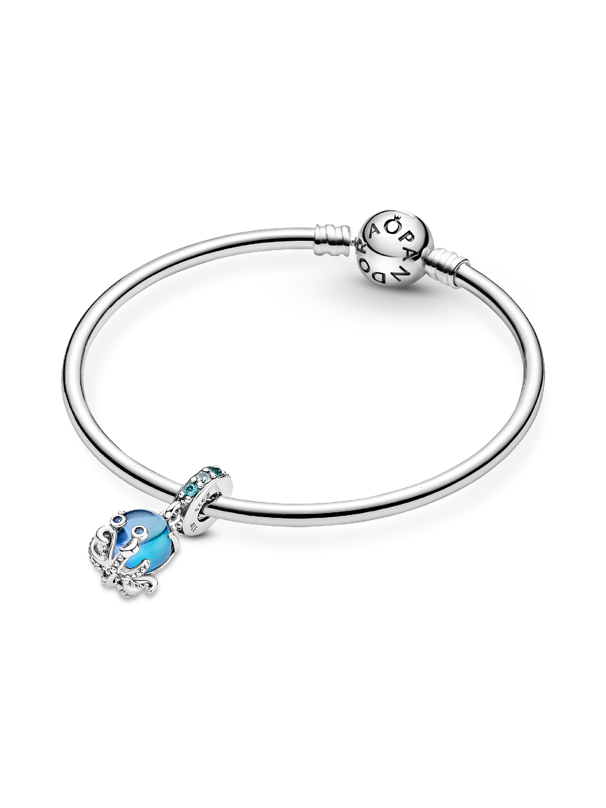 Murano Glass Cute Octopus Dangle Charm - Sterling silver