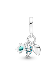 Fish, Sea Turtle & Conch Triple Dangle Charm - Sterling silver