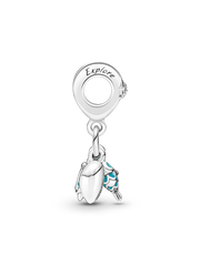 Fish, Sea Turtle & Conch Triple Dangle Charm - Sterling silver