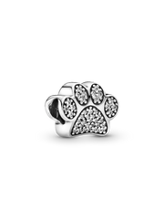 Sparkling Paw Print Charm - Sterling silver