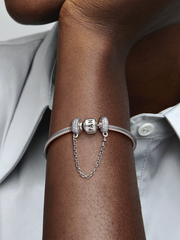 Sparkling Pavé Safety Chain Charm - Sterling silver