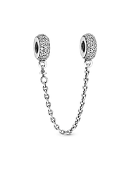 Sparkling Pavé Safety Chain Charm - Sterling silver