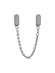Sparkling Pavé Safety Chain Charm - Sterling silver