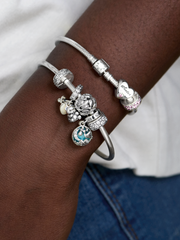 Clear Pavé Clip Charm - Sterling silver