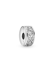 Clear Pavé Clip Charm - Sterling silver