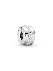 Clear Sparkling Row Clip Charm - Sterling silver