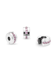 Pink Sparkling Row Clip Charm - Sterling silver