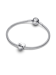 Engravable Cat Mom Heart Charm - Sterling silver