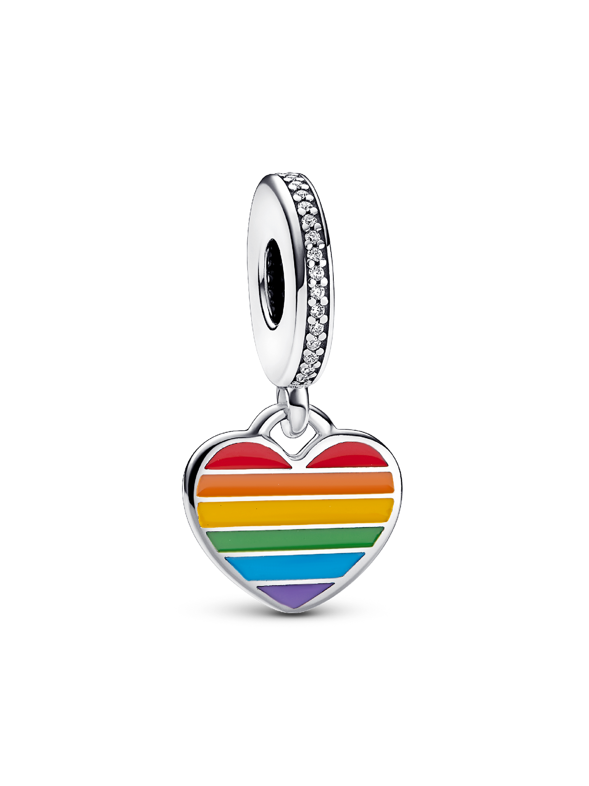 Pride Rainbow Heart Dangle Charm - Sterling silver