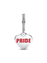 Pride Rainbow Heart Dangle Charm - Sterling silver
