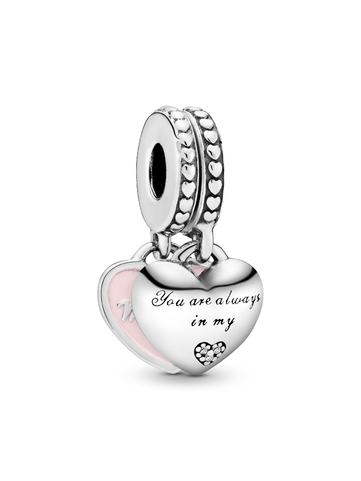 Mother & Daughter Hearts Dangle Charm - Sterling silver
