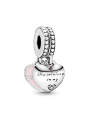 Mother & Daughter Hearts Dangle Charm - Sterling silver