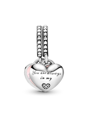 Mother & Daughter Hearts Dangle Charm - Sterling silver