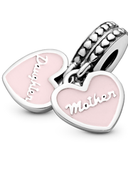 Mother & Daughter Hearts Dangle Charm - Sterling silver