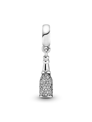 FINAL SALE - Sparkling Wine Bottle Dangle Charm - Sterling silver