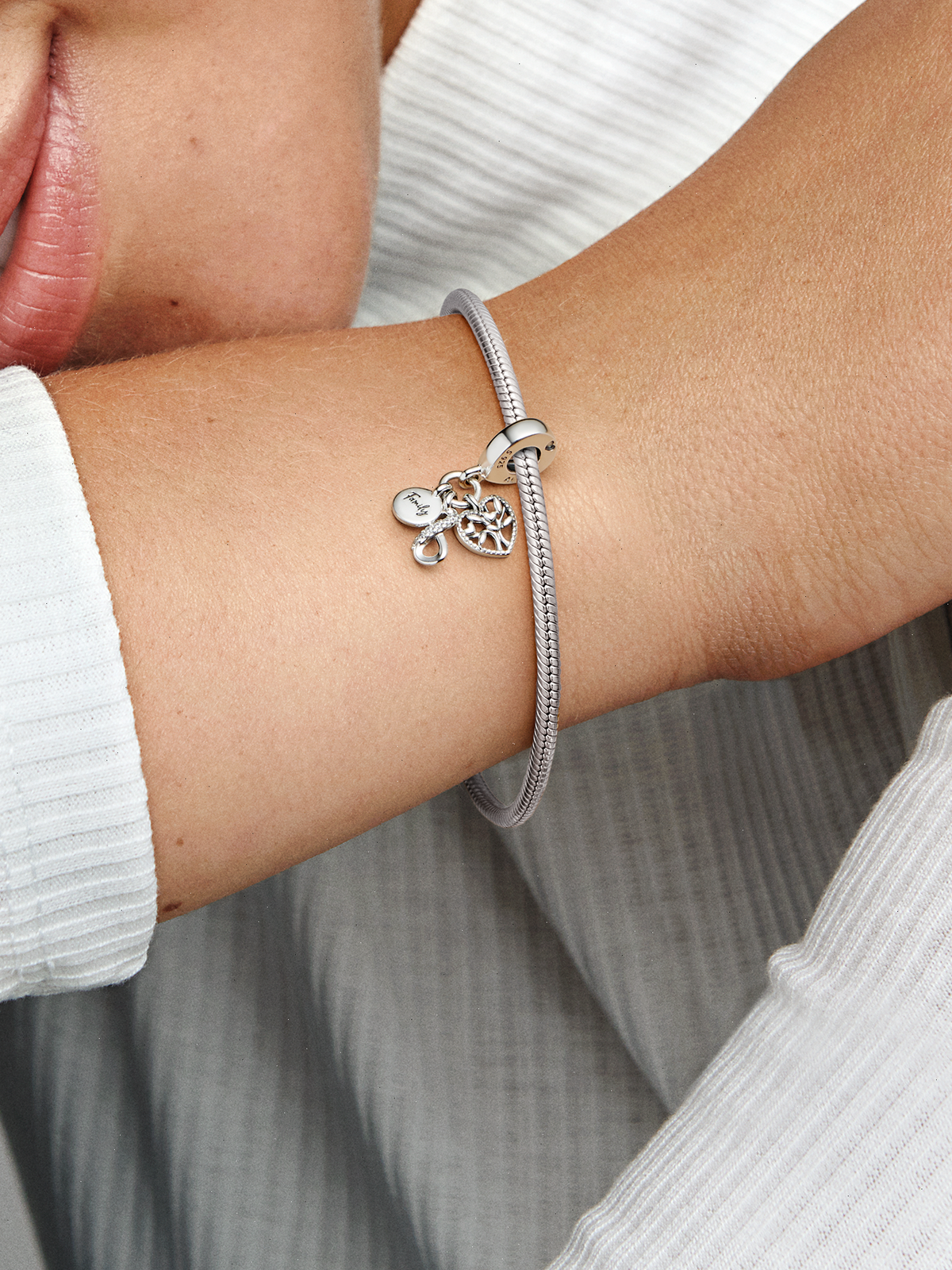 Family Infinity Triple Dangle Charm - Sterling silver