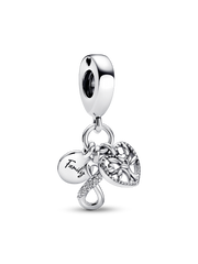 Family Infinity Triple Dangle Charm - Sterling silver