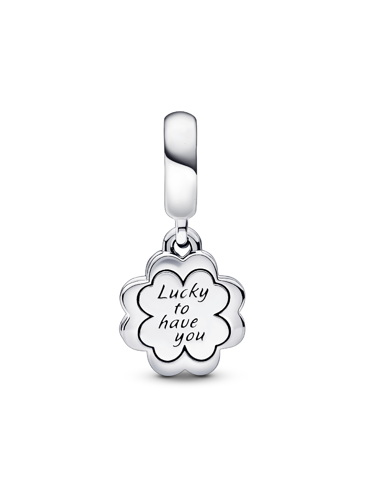 Four-leaf Clover Friendship Double Dangle Charm - Sterling silver